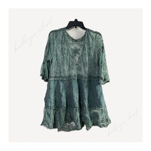 SHEIN Green Swim Lace Plunging Cover Up | One-Size